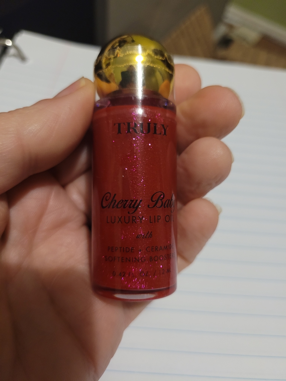 💋TRULY Cherry Baby Luxury Lip Oil - Red with Gold Cap
